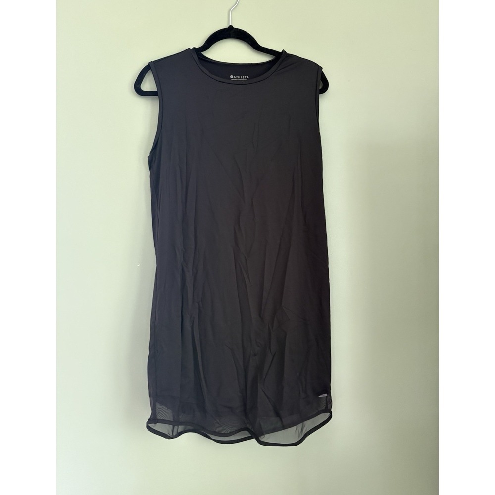 Athleta  Sunlover UPF Dress Mesh Hem Black Sleeveless Womens ST Activewear